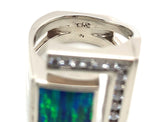 14k White Gold Custom Genuine Natural Opal Diamond Ring by Harry Roa (#J7309)