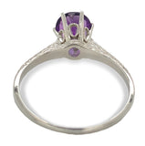 14k White Gold Victorian 1.05 Carat Genuine Natural Amethyst Ring 7.5 (#J7445)
