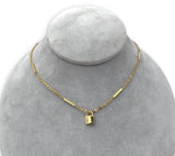 18k Gold Padlock Pendant on 18k Yellow Gold Bar Chain 16.5" Jewelry (#J7547)