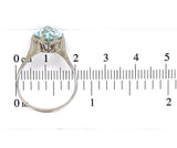 18k White Gold Filigree Ring w/Specialty Cut Genuine Natural Aquamarine (#J6611)
