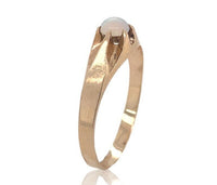 10k Yellow Gold Belcher Small Genuine Natural Opal Child's Ring Size 5.5 #J6618