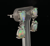 Platinum Pear Shape Genuine Natural Opal Drop Earrings with Lively Color #J6713