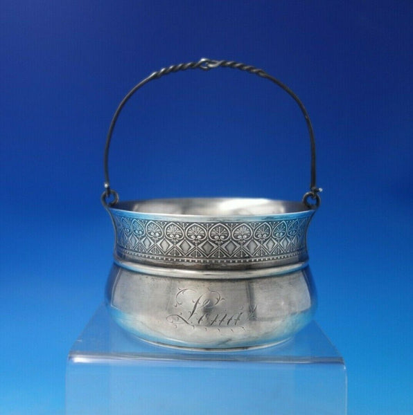 Grecian by Wood and Hughes Sterling Silver Basket w/ Handle #85 c.1869 (#5877)