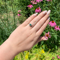 10k White Gold Genuine Natural Emerald Ring with Diamond Halo Size 6.5 (#J6808)