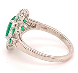 Fine Platinum Genuine Natural Emerald and Diamond Ring Size 5.5 (#J4857)