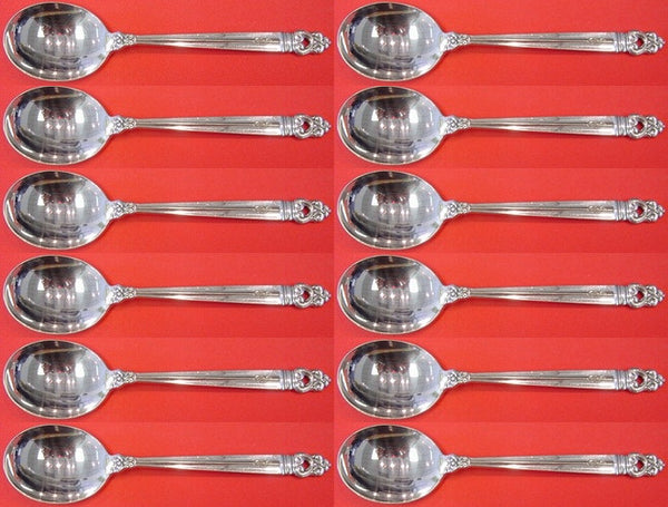 Royal Danish by International Sterling Silver Cream Soup Spoon Set 12 pieces