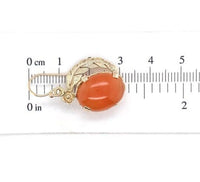 10k and 14k Handwrought Drop Genuine Natural Carnelian Earrings w/Leaves #J6688