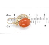 10k and 14k Handwrought Drop Genuine Natural Carnelian Earrings w/Leaves #J6688