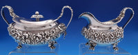 John Watson & Son English Georgian Sterling Silver Tea Set 3pc Floral (#8395)