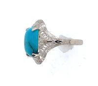 10k Gold 2.09ct Robin's Egg Blue Genuine Natural Turquoise Filigree Ring #J6138