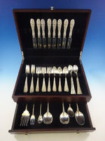 Rose by Stieff Sterling Silver Flatware Set For 8  Service 53 Pieces Repousse
