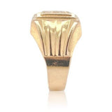 Italian 18k Yellow Gold Men's Ring with Palm Tree and Swords Size 10.75 (#J6636)