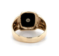 10k Yellow Gold Men's Genuine Natural Black Onyx Ring with Initial (#J6363)