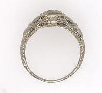 18k White Gold Filigree .07ct European Cut Genuine Natural Diamond Ring (#J6183)