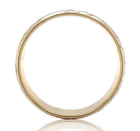14k Yellow Gold Hand Engraved Wide Wedding Band Floral Ring Size 8.75 (#J6917)