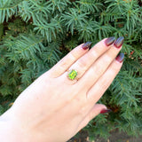 10k Yellow Gold 3.73 Carat Genuine Natural Peridot Ring Size 6.75 (#J6384)