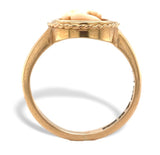 18k Yellow Gold Swedish Genuine Natural Shell Cameo Ring Jewelry (#J7514)