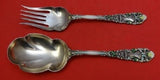 Renaissance by Dominick and Haff Sterling Silver Salad Serving Set GW Enamel 9"