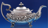 John Watson & Son English Georgian Sterling Silver Tea Set 3pc Floral (#8395)