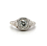 14k White Gold Filigree 3/4 Carat Genuine Natural Diamond Ring (#J5421)