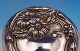 Art Nouveau Sterling Silver Glass Dresser Jar w/ Daisies 1 3/4" x 2 1/8" (#9236)