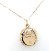 10k Yellow Gold Small Round Engraved Locket with 14k Chain Jewelry (#J6525)