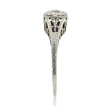 18k Gold Art Deco .15ct Genuine Natural Diamond Filigree Ring Size 7.75 (#J6901)