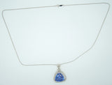 14k Gold 8.94ct Trillion Cut Genuine Natural Tanzanite Pendant w/Diamonds #J2840