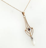 Gold 10k Lavaliere with Purple Paste Glass Victorian Jewelry (#J6065)