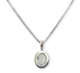 14k White Gold 1.61 Carat Genuine Natural Moonstone and Diamond Pendant (#J7187)