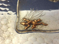 Mixed Metals by Whiting Sterling Bowl Square Applied Bird & Lizard (#0052)