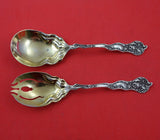 Fiorito by Shiebler Sterling Silver Salad Serving Set 2pc GW w/ Monogram 9 1/4"