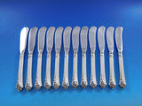 Damask Rose by Oneida Sterling Silver Butter Spreader HH paddle Set 12pcs 6 1/4"
