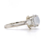 Platinum 3.21ct Ice Jadeite Jade and Diamond Ring Jewelry (#J5716)