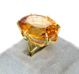 18k Yellow Gold Ring with a Huge 37 Carat Citrine Size 8.75 Easily Sized #J6336