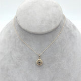 14k Yellow Gold Very Small Round Locket with Engraved Heart and Chain (#J7007)