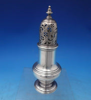 English Georgian Sterling Silver Muffineer Pierced with Flowers c.1750s (#6458)