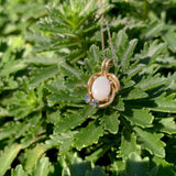 14k Yellow Gold Genuine Natural Opal Pendant with Sapphires (#J6227)