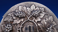Italian Sterling Silver Fruit Bowl with underplate Barrel of Grapes  (#8372)