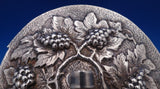 Italian Sterling Silver Fruit Bowl with underplate Barrel of Grapes  (#8372)