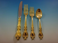 Melrose Gold by Gorham Sterling Silver Flatware Set For 8 Service Vermeil