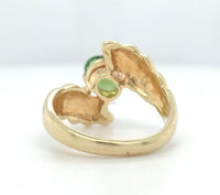 14k Yellow Gold Genuine Natural Peridot Leaf Bypass Ring Size 6.25 (#J6281)