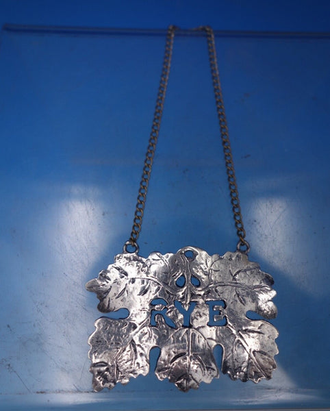 Sterling Silver Liquor Label "Rye" Cast Leaf 2" x 1 1/2" (#6863)