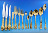 Athene by Amston Vermeil Gold Sterling Silver Flatware Set Service 171 pc Dinner