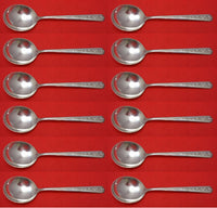 Rambler Rose by Towle Sterling Silver Cream Soup Spoon Set 12 pieces 6 3/8"