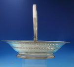English Georgian Silverplate Basket with Handle Pierced Border Swans (#5839)