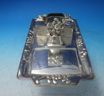 Japanese Sterling Silver Smoking Set 3pc with Applied Flowers Leaves (#6071)
