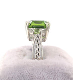10k White Gold 4.58ct Asscher Cut Genuine Natural Peridot Ring Jewelry (#J5773)
