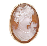 14k Yellow Gold Filigree Ring with Genuine Natural Shell Cameo Size 7.25 #J7375