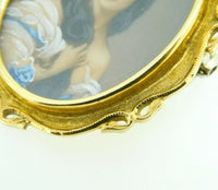 18k Hand Painted Portrait Pin / Pendant with Genuine Natural Diamonds (#J4309)